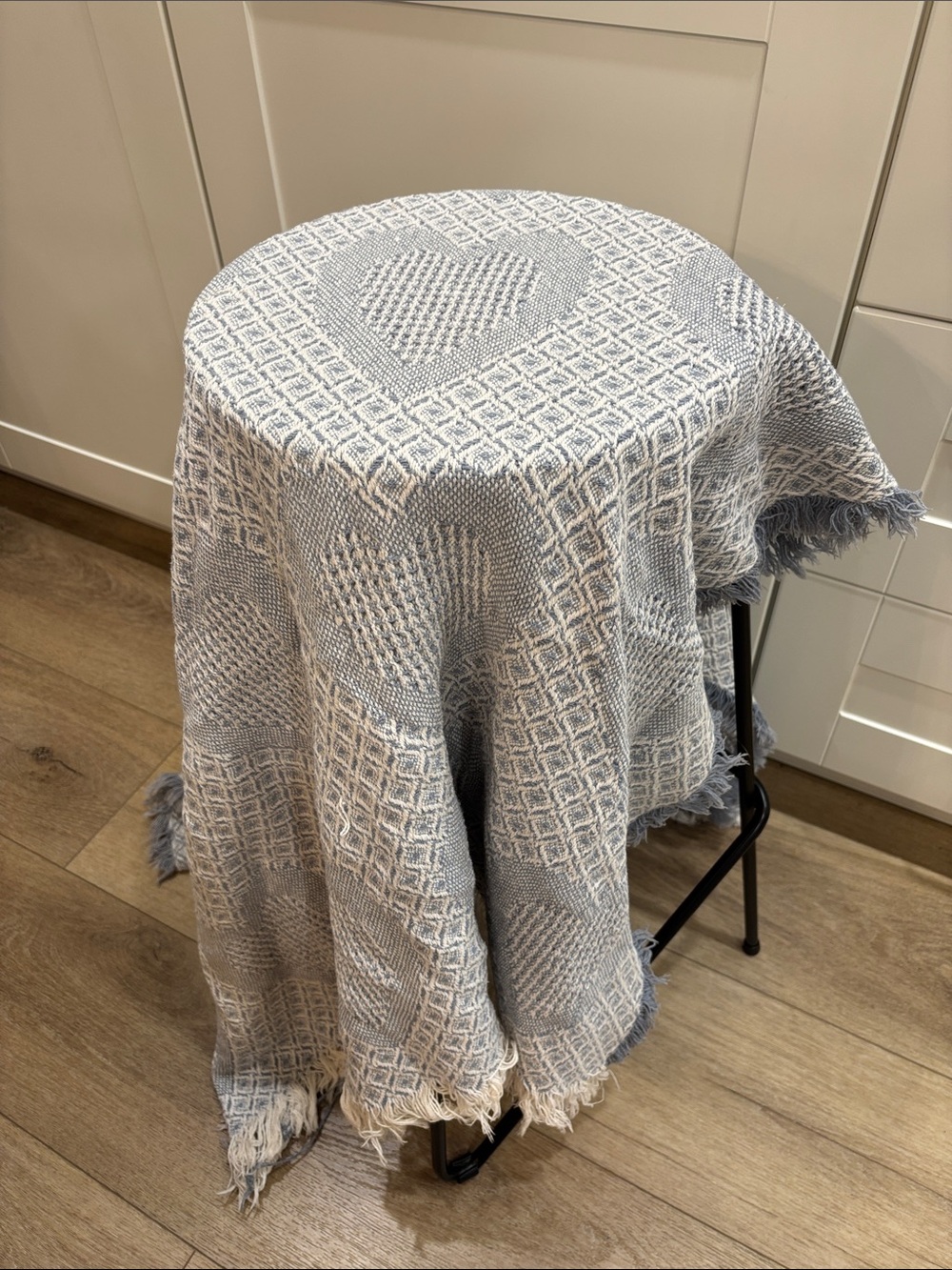 Textured Heart Pattern Throw Blanket in Light Blue and White